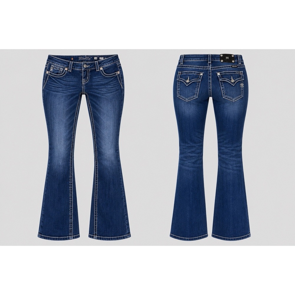 Miss Me JEANS  MID RISE BOOT  Women's 34 THICK STITCH Y2K EMBELISHED